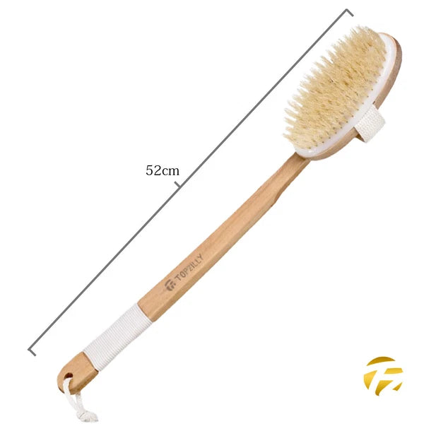 51cm Extra Long Handle Natural Wooden Shower Bath Body Brush Back Scrubber UK