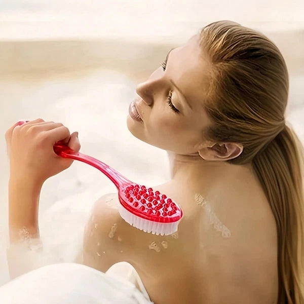 Long Handle Shower Body Bath Brush Skin Back Massage Scrubber Bathroom Tool - UK