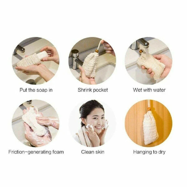 1-5 Pack Faux Sisal Soap Bag Exfoliating Soap Saver Pouch Holder US