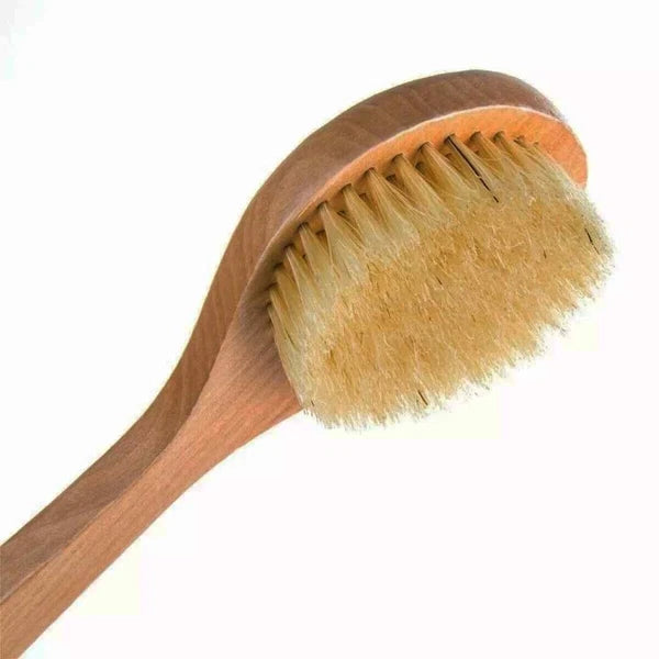 Long Handle Bath Shower Brush Natural Bristle Back Scrubber for Hard-to-Reach