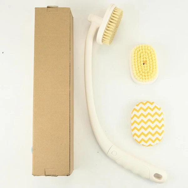 Back Scrubber Body Brush Extra Long Handle for Shower, 3 in 1 Bath Washer with &