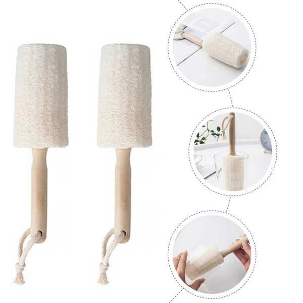 2Pcs Natural Loofah Bath Brush for Skin Care and Back Scrubbing