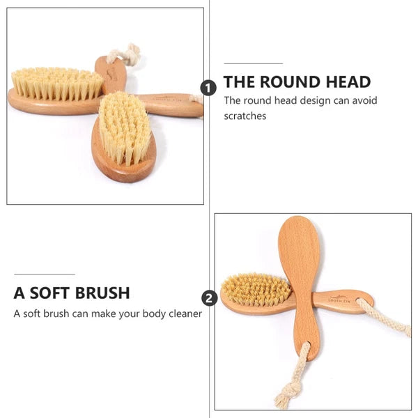 Bath Brush with Ergonomic Handle Beech Sisal Material for Body Massage