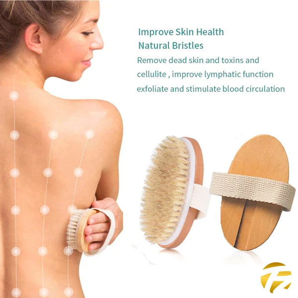 51cm Extra Long Handle Natural Wooden Shower Bath Body Brush Back Scrubber UK