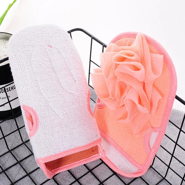 3pcs Shower Bath Gloves Brush Exfoliating Back Skin Scrubber Gloves Bath Ball