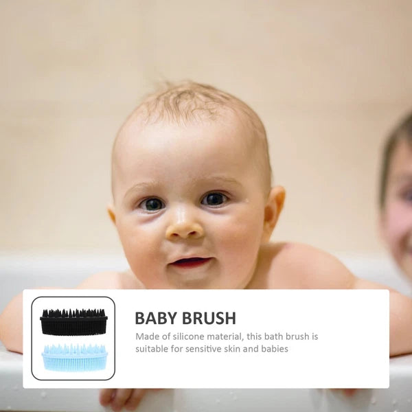 2 Pcs Bath Brush Baby Man Shower Scrubber Removable Silicone Body