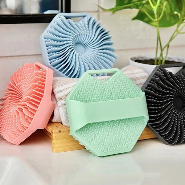 2 in 1 Silicone Body Shower Scrubber Wash Exfoliator Brush Scalp Massager US