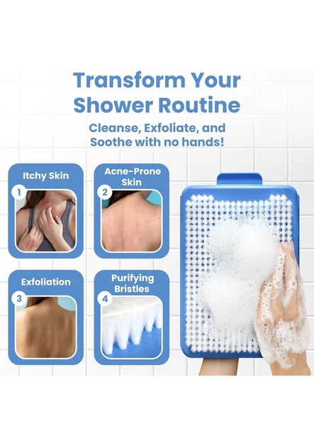 Back Brush Shower Scrubber Body Wall Mounted For - Large Exfoliating Bathing