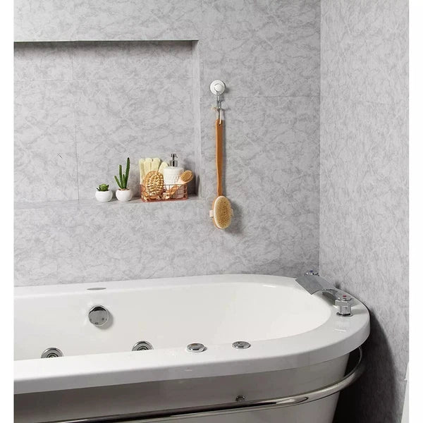 2 Back Body Shower Bath Brush Soft Natural Bristles Wood Long Handle Removable.