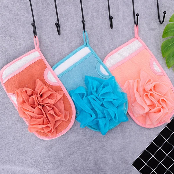 3pcs Shower Bath Gloves Brush Exfoliating Back Skin Scrubber Gloves Bath Ball