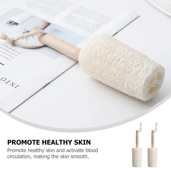 2Pcs Natural Loofah Bath Brush for Skin Care and Back Scrubbing