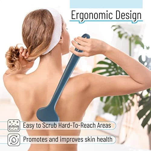 Back Scrubber Body Brush for Bathroom Shower with Long Handle and Soft Bristles
