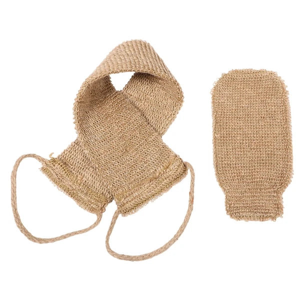 2 Pcs Back Rub and Bath Brush Cleaning Glove Body Exfoliator Scrubber Loofah