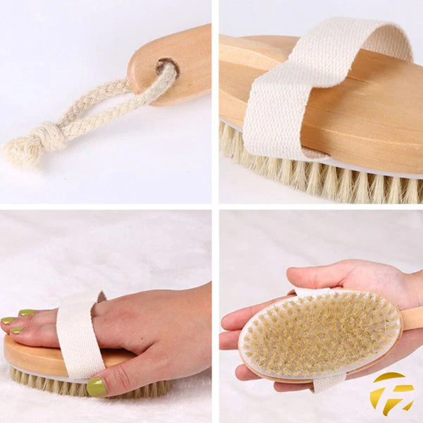 51cm Extra Long Handle Natural Wooden Shower Bath Body Brush Back Scrubber UK