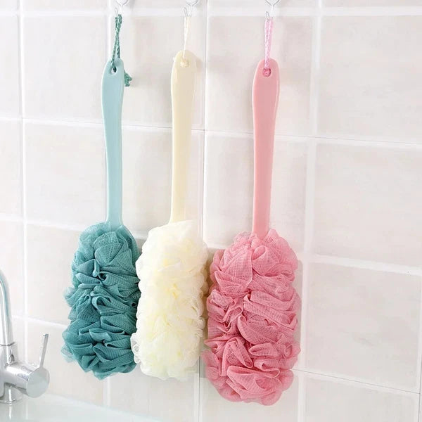 Long Handle Bath Brush - Soft Mesh Back Scrubber Shower Loofah Body Puff
