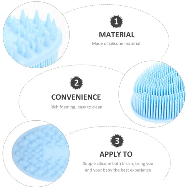 2 Pcs Bath Brush Baby Man Shower Scrubber Removable Silicone Body