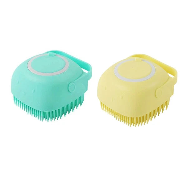 Pet Dog Cat Silicone Softy Massage Bath Brush Scrubber Shampoo Dispenser Shower