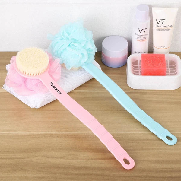 Back Brush Long Handle Shower Bath Scrubber Body Loofah With Soft Mesh Sponge