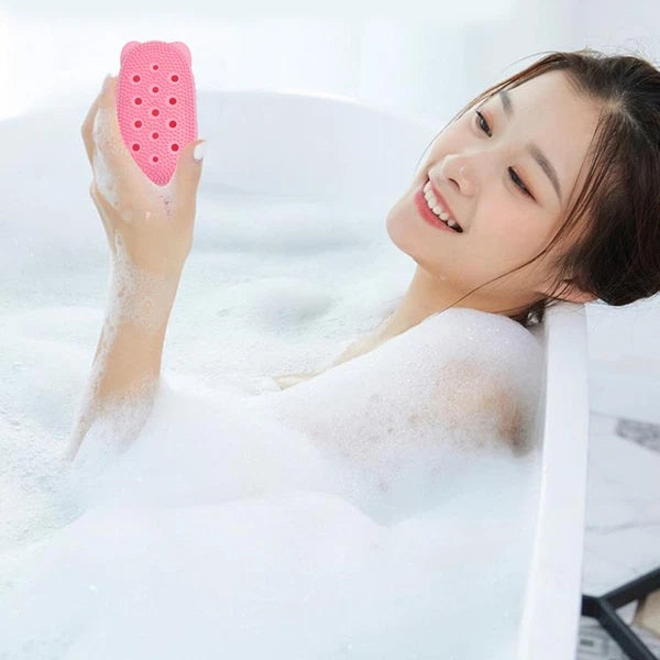 Automatically Soak Bath Scrub Silicone Bath Brush Soap Storage Bath Tool