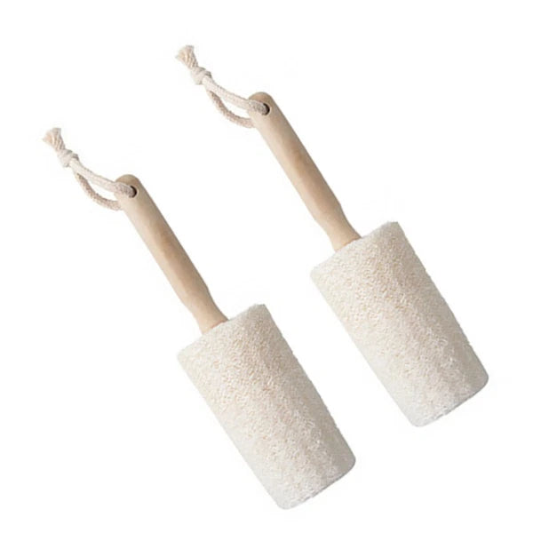 2Pcs Natural Loofah Bath Brush for Skin Care and Back Scrubbing