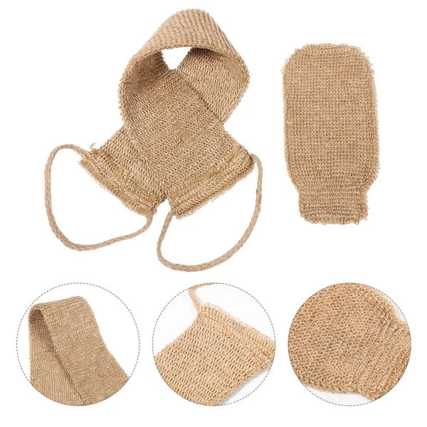 2 Pcs Back Rub and Bath Brush Cleaning Glove Body Exfoliator Scrubber Loofah