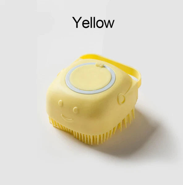 Pet Dog Cat Silicone Softy Massage Bath Brush Scrubber Shampoo Dispenser Shower