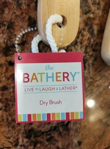 2x Bathery WET DRY BRUSH Wooden Handle Natural Bristle Body Exfoliate Blood Flow