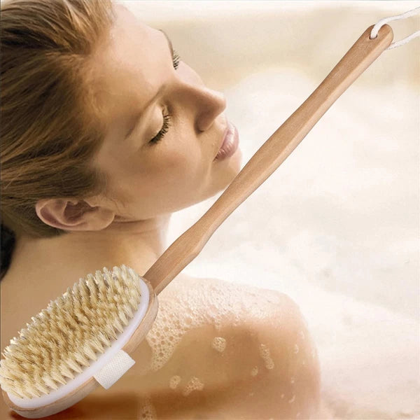 Premium Dry Skin Brush - Natural Bristle Wooden Scrubber for Spa & Shower Use US