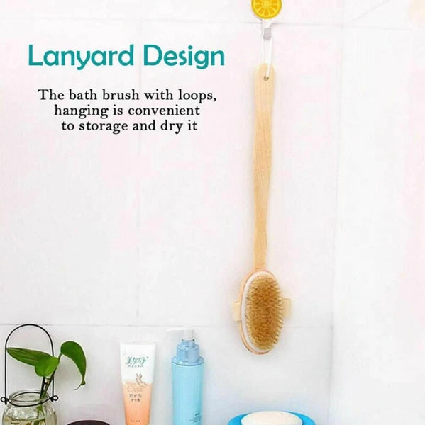 Premium Natural Bristle Bath Shower Body Back Cleaning Tool Spa Scrubber Brush