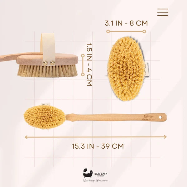 Eco Bath London Natural Hard Sisal Body Brush with Detachable Handle