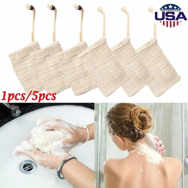 Natural Sisal Soap Bag Soap Saver Net Mesh Exfoliator Foaming Pouch Soft forSkin