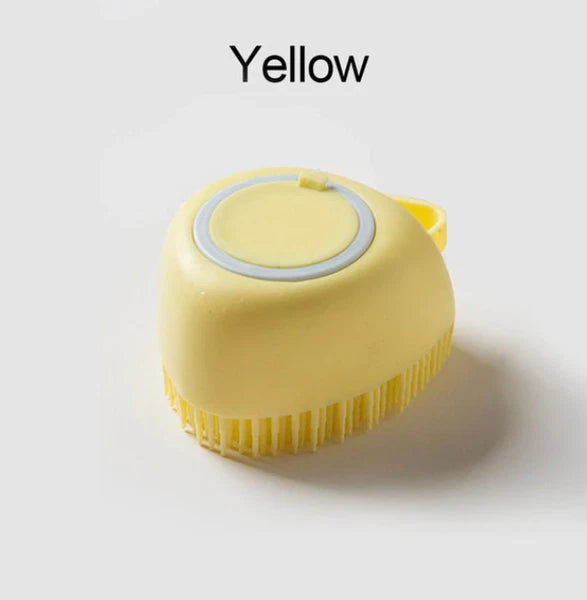 Pet Dog Cat Silicone Softy Massage Bath Brush Scrubber Shampoo Dispenser Shower