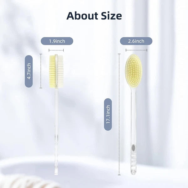 Back Scrubber Long Handle Shower Back Brush Dual-Sided With Stiff/Soft Bristles