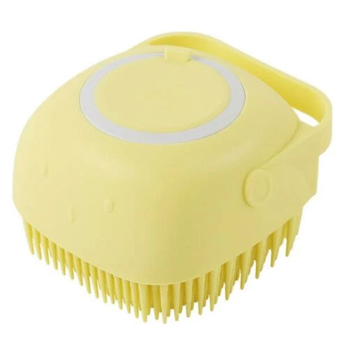 Pet Dog Cat Silicone Softy Massage Bath Brush Scrubber Shampoo Dispenser Shower