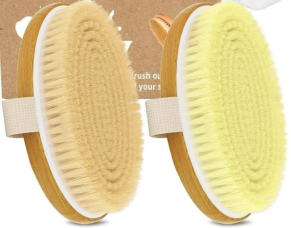Dry Brushing Body Brush with Soft and Stiff Natural Bristles, Body Exfoliating