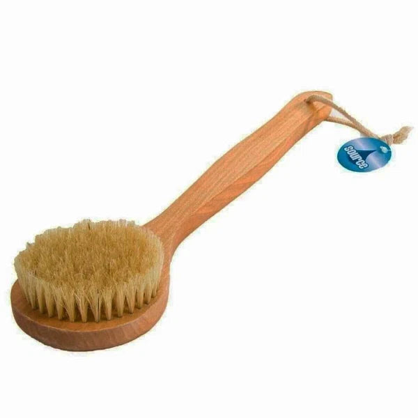 Long Handle Bath Shower Brush Natural Bristle Back Scrubber for Hard-to-Reach
