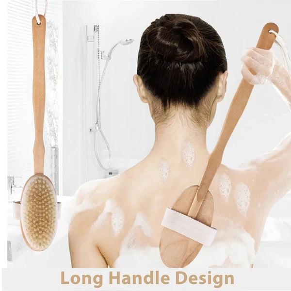 Premium Dry Skin Brush - Natural Bristle Wooden Scrubber for Spa & Shower Use US