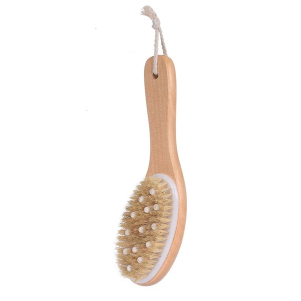 1pc Wood Handle Bath Body Brush Bristle Brush Exfoliating Back Scrubber Shower