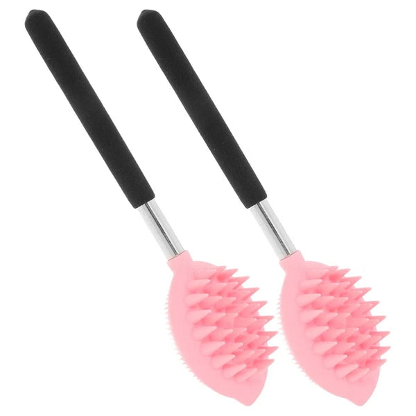 2 Pcs Bath Brush Child Ergonomic Silicone Body Scrubber Exfoliating