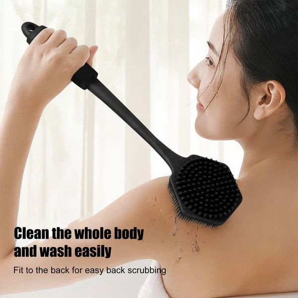 Back Scrubber for Shower Soft Silicone Bath Body Brush with Long Handle