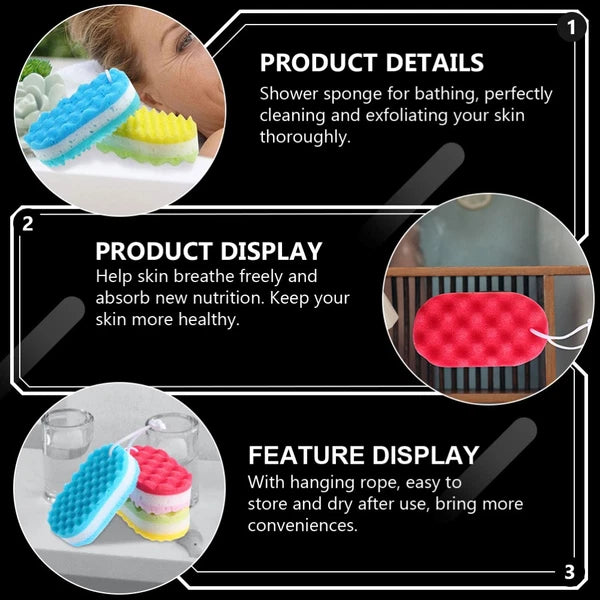 6Pcs Bath Sponge Shower Bathing Brush Body Cleaning Scrubber for Kids Adults