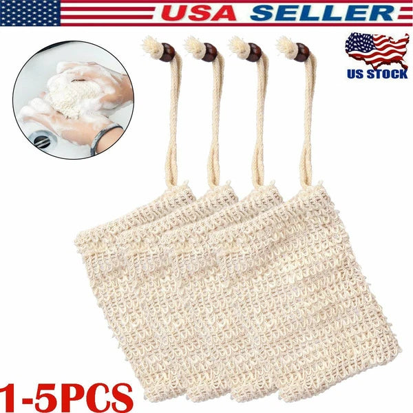 1-5 Pack Faux Sisal Soap Bag Exfoliating Soap Saver Pouch Holder US