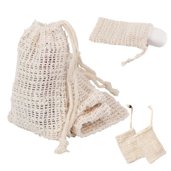 10/20x Natural Sisal Soap Bag Soap Saver Net Mesh Exfoliator Foaming Pouch Soft