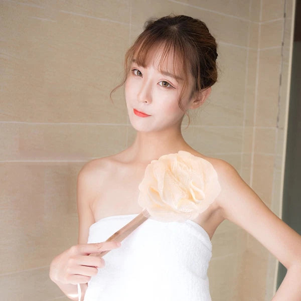Exfoliating Bath Sponge Brush Long Handle Loofah Back Scrubber for Shower