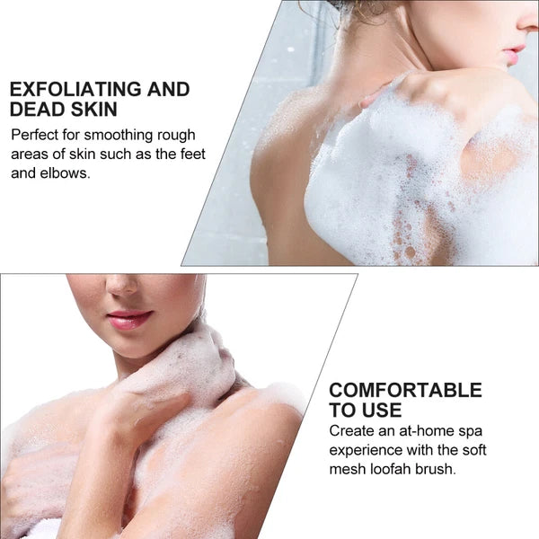 Back Wash Loofah Sponge Stick Bum Scrubber for Shower Mesh Bath Brush Pouf Man