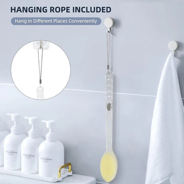 Back Scrubber Long Handle Shower Back Brush Dual-Sided With Stiff/Soft Bristles