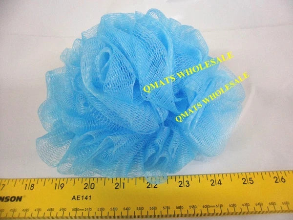 2 pcs NEW Bath Brush Soft Mesh Scrubber Ball with Handle GREEN PINK PURPLE BLUE