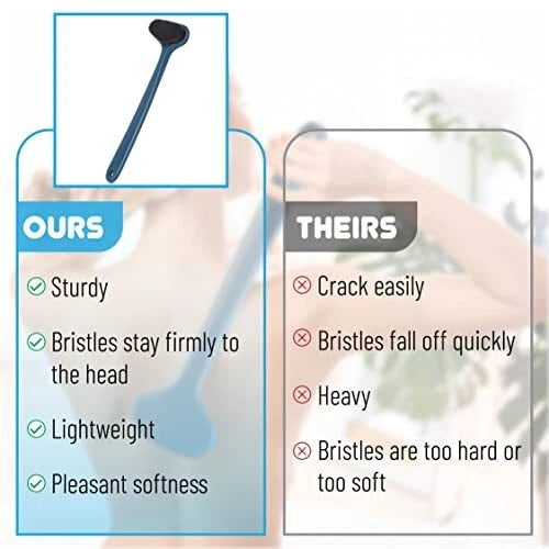 Back Scrubber Body Brush for Bathroom Shower with Long Handle and Soft Bristles