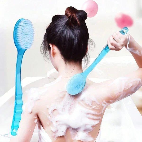 Long Handle Shower Body Bath Brush Skin Back Massage Scrubber Bathroom Tool - UK