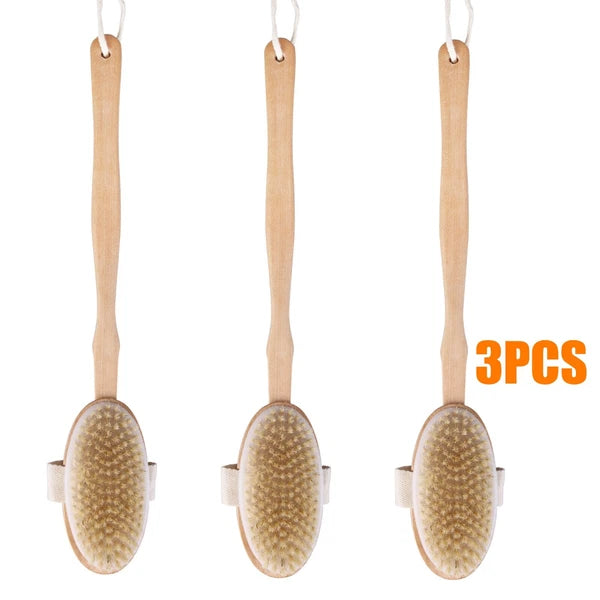 Premium Dry Skin Brush - Natural Bristle Wooden Scrubber for Spa & Shower Use US